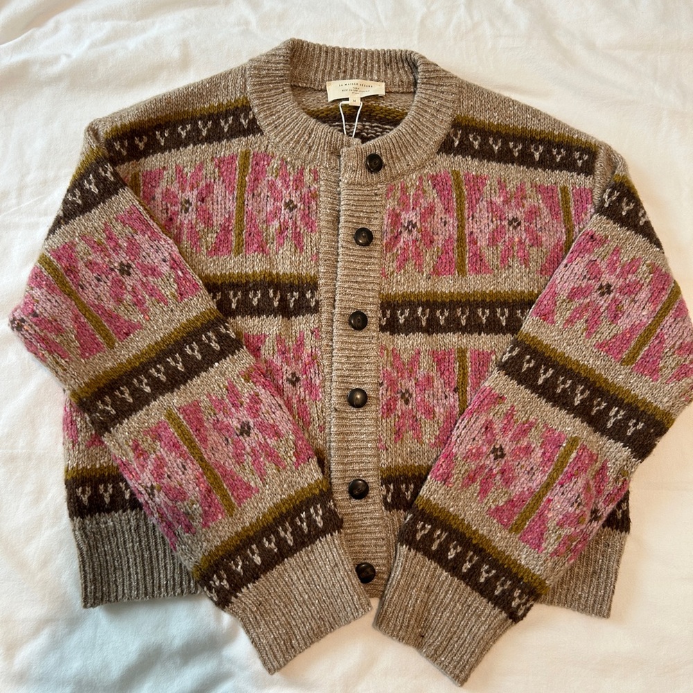 Sezane Multicolor Patterned Cardigan